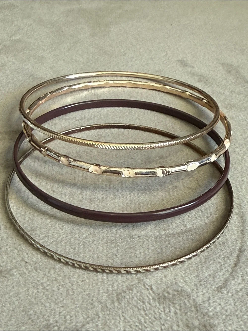 Gold and Brown Bangle Stack - Mixed Metal and Resin Set